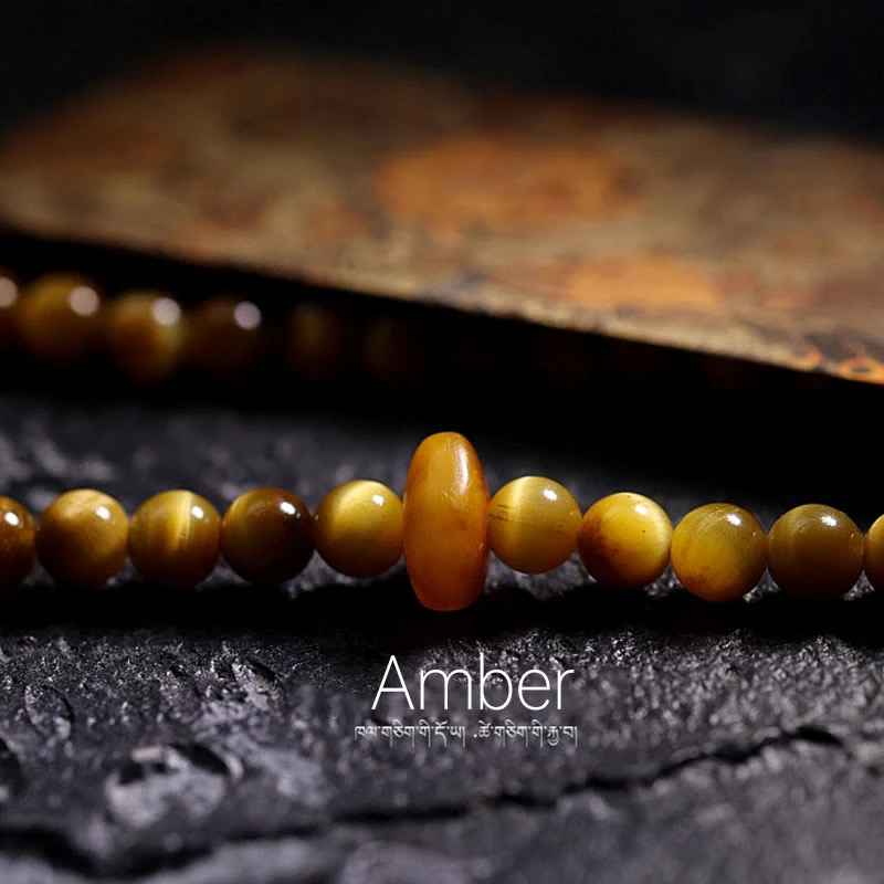 Buddha Stones 108 Mala Beads Natural Tiger Eye Rame Dorje Protezione Nappa Bracciale - Image 14