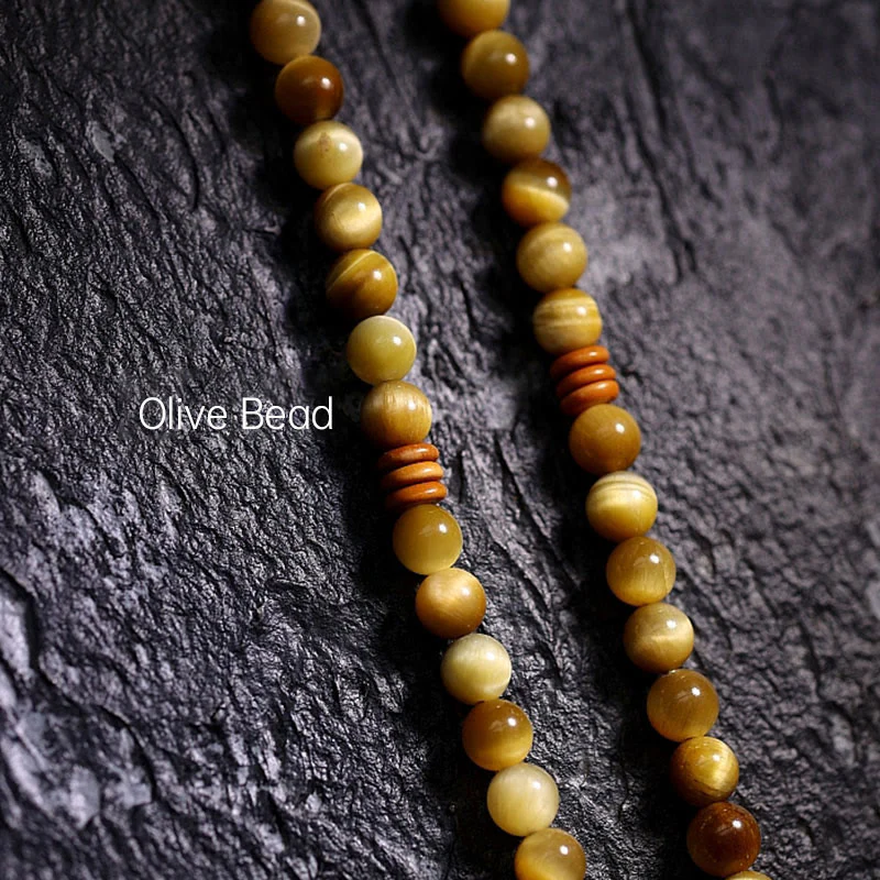 Buddha Stones 108 Mala Beads Natural Tiger Eye Rame Dorje Protezione Nappa Bracciale - Image 16