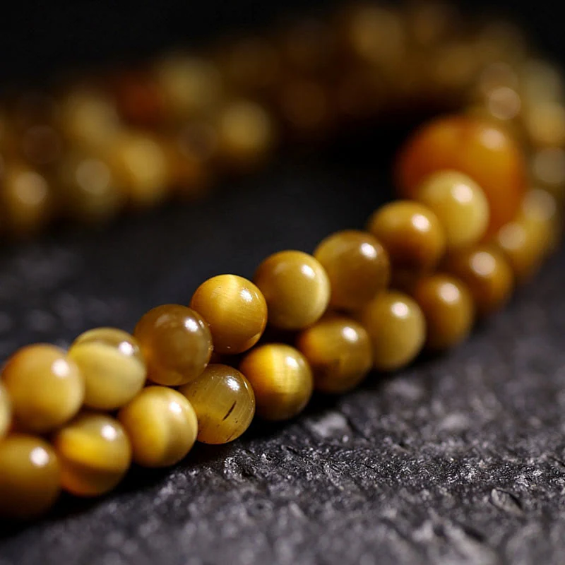 Buddha Stones 108 Mala Beads Natural Tiger Eye Rame Dorje Protezione Nappa Bracciale - Image 3