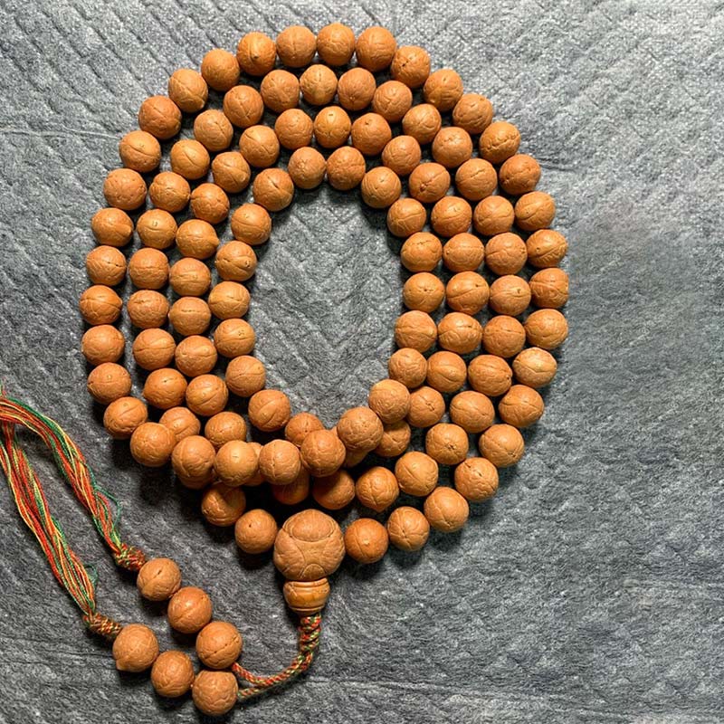 Buddha Stones 108 Mala Beads Nepal Bodhi Seed Fortuna Ricchezza Braccialetto con Nappa - Image 11