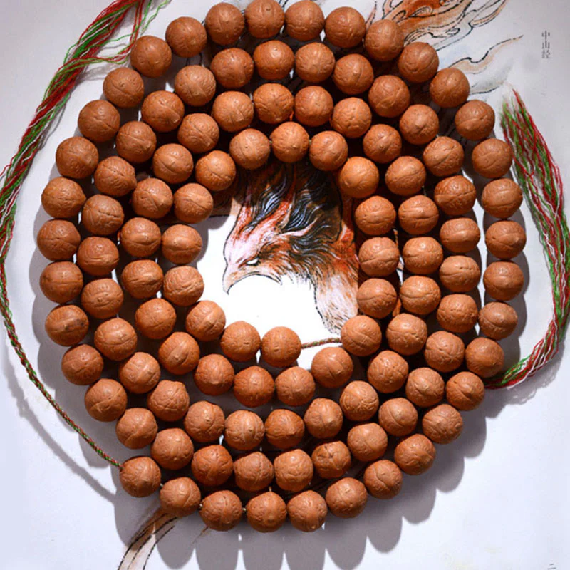 Buddha Stones 108 Mala Beads Nepal Bodhi Seed Fortuna Ricchezza Braccialetto con Nappa - Image 3