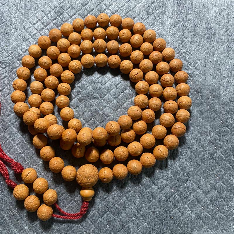 Buddha Stones 108 Mala Beads Nepal Bodhi Seed Fortuna Ricchezza Braccialetto con Nappa - Image 9