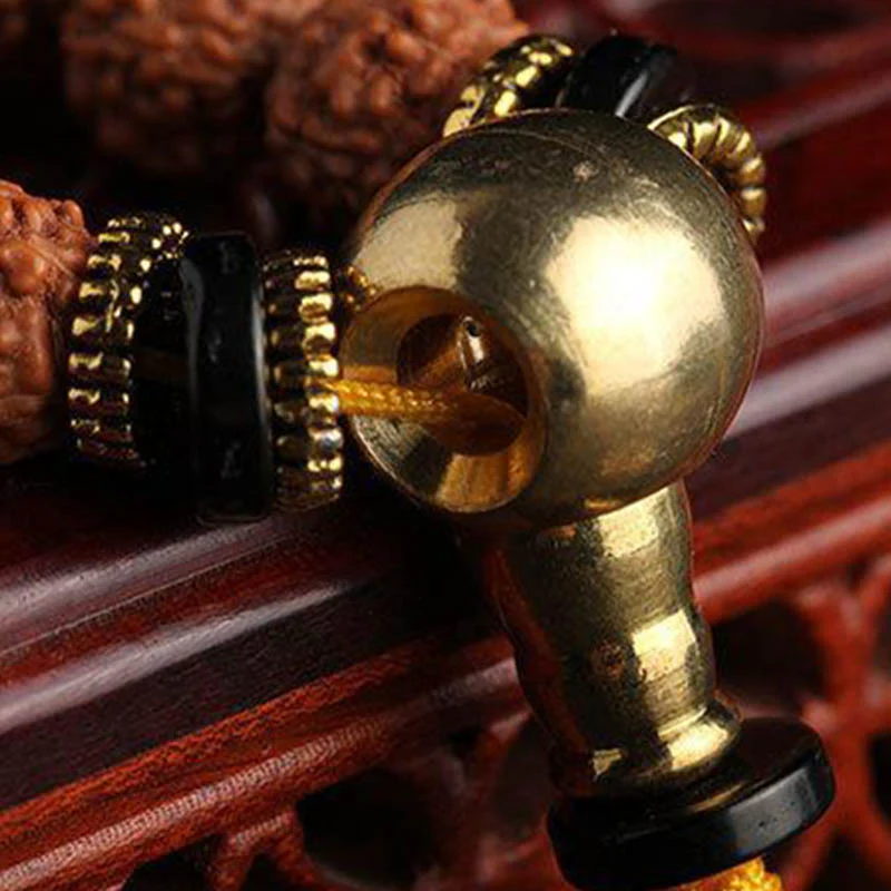 Buddha Stones 108 Mala Beads Rudraksha Bodhi Seed Dzi Bead Braccialetto Fortuna Ricchezza - Image 4