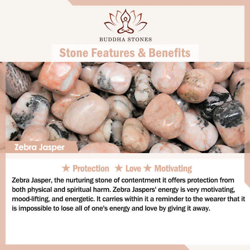 Buddha Stones 108 Mala Beads Sodalite Zebra Jasper Cristallo Lotus Strength Bracciale - Image 7