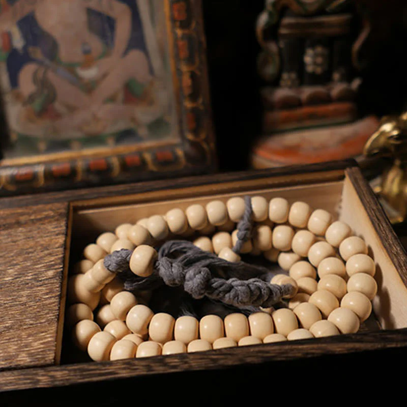 Buddha Stones 108 Mala Perle Abelia Biflora Legno Allontanando gli Spiriti Maligni Polso Mala - Image 9