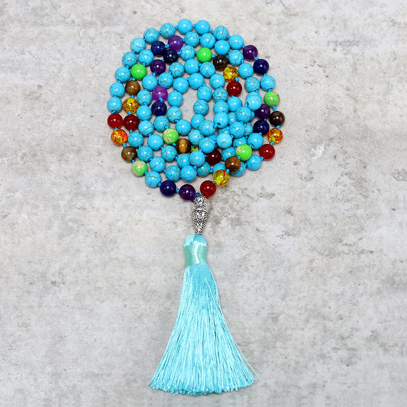 Buddha Stones 108 Mala Turchese Perline Yoga Meditazione Preghiera Collana