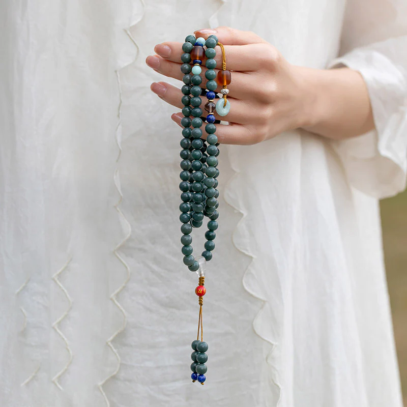 Buddha Stones 108 Perle Bodhi Seed Benedizione Meditazione Bracciale Mala - Image 3