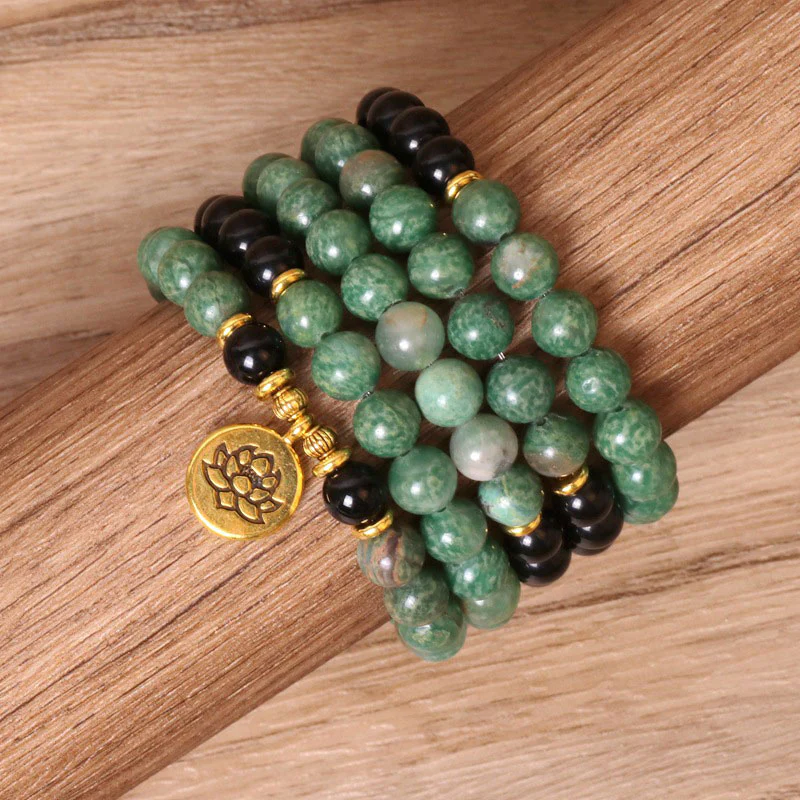 Buddha Stones 108 Perle Bracciale Mala di Guarigione in Agata Naturale - Image 5