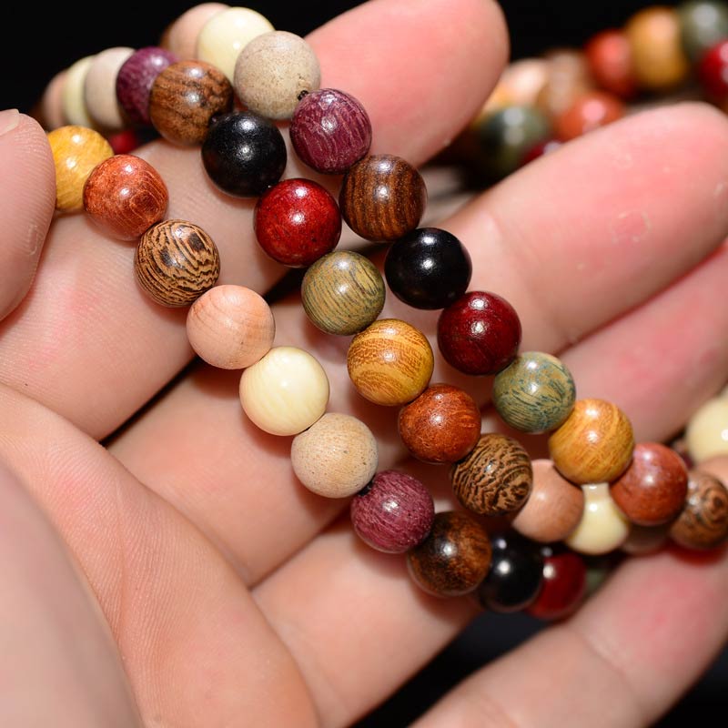 Buddha Stones 108 Perle Wenge Legno Mala Benedizione Meditazione Bracciale - Image 3