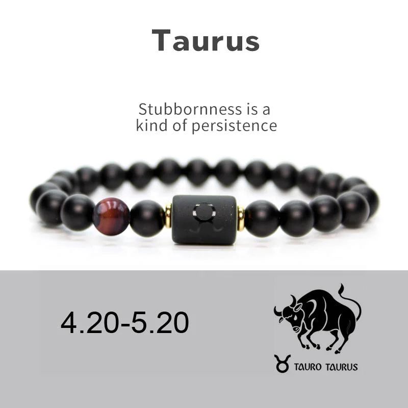 Buddha Stones 12 Costellazioni dello Zodiaco Bracciale Regolabile in Onice Nero - Image 4