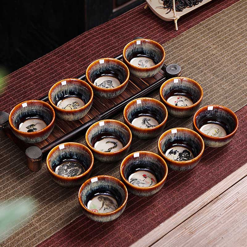 Buddha Stones 12 Zodiaco cinese Modello Tazza da tè in ceramica Kung Fu Jian Cinese Zhan Tazza da tè 73ml - Image 24