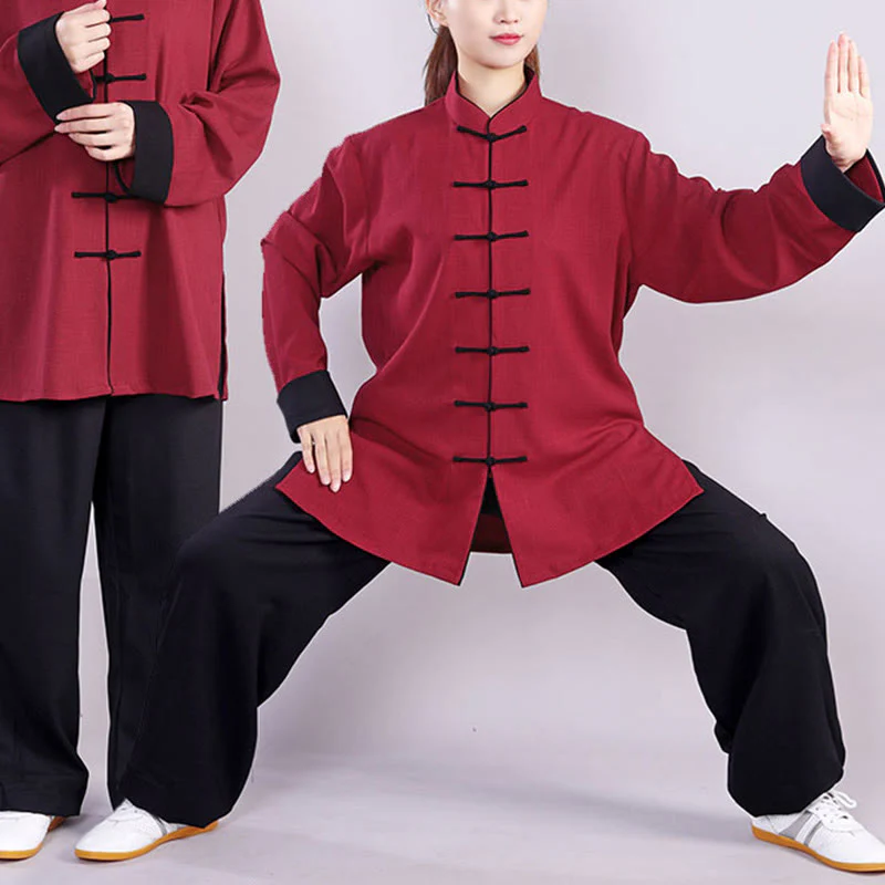 Buddha Stones 2 pezzi autunno inverno rana-bottone Tai Chi meditazione Qigong Zen pratica unisex cotone lino abbigliamento set - Image 4