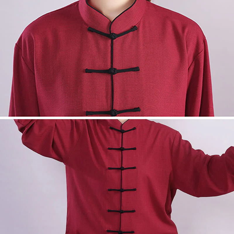 Buddha Stones 2 pezzi autunno inverno rana-bottone Tai Chi meditazione Qigong Zen pratica unisex cotone lino abbigliamento set - Image 9