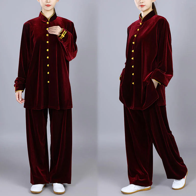Buddha Stones 2 pezzi autunno inverno Tai Chi Meditazione Qigong Zen Pratica Unisex Velour Peluche Set di abbigliamento - Image 10