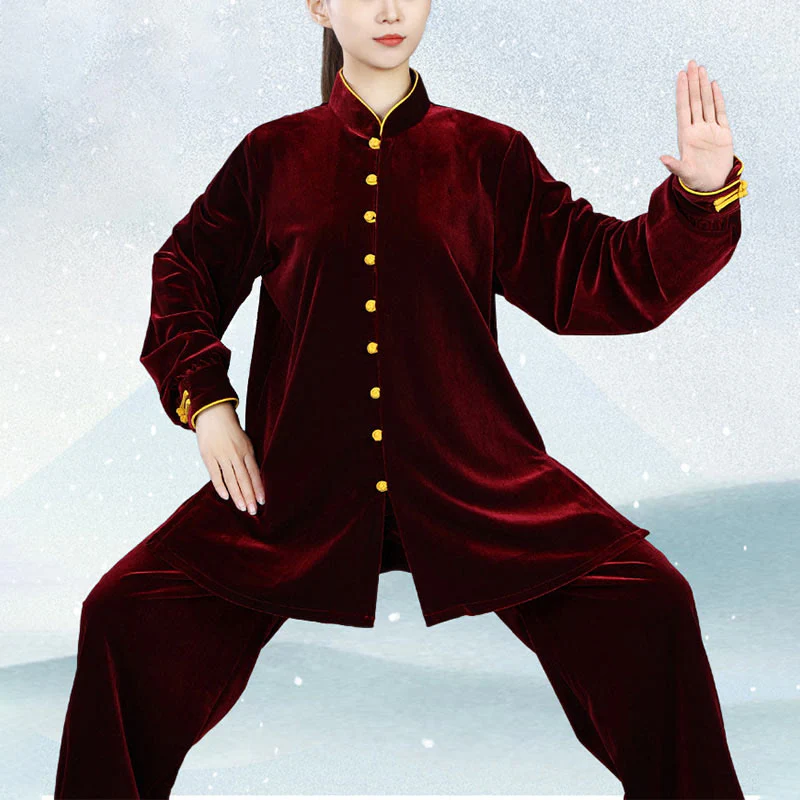 Buddha Stones 2 pezzi autunno inverno Tai Chi Meditazione Qigong Zen Pratica Unisex Velour Peluche Set di abbigliamento - Image 12