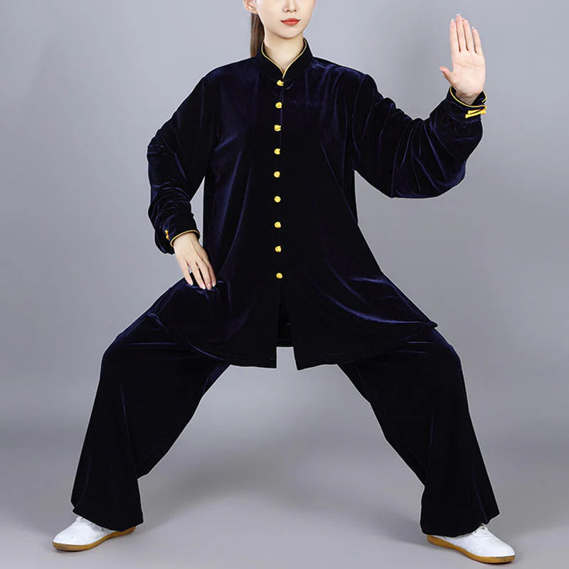 Buddha Stones 2 pezzi autunno inverno Tai Chi Meditazione Qigong Zen Pratica Unisex Velour Peluche Set di abbigliamento - Image 14
