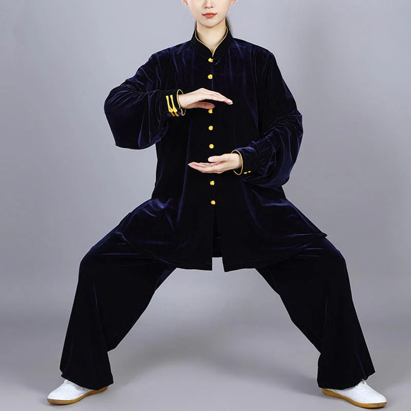 Buddha Stones 2 pezzi autunno inverno Tai Chi Meditazione Qigong Zen Pratica Unisex Velour Peluche Set di abbigliamento - Image 15