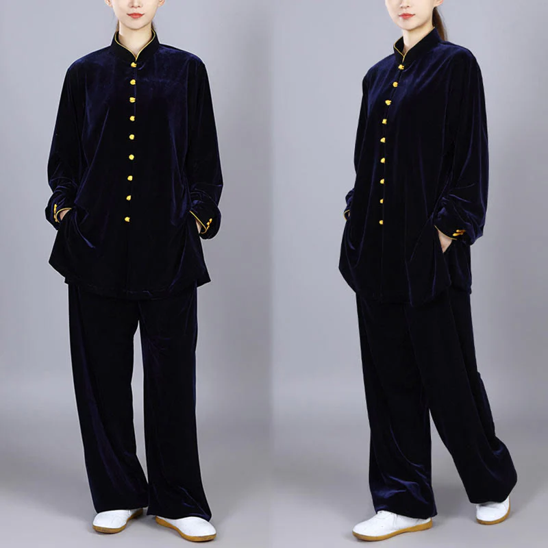 Buddha Stones 2 pezzi autunno inverno Tai Chi Meditazione Qigong Zen Pratica Unisex Velour Peluche Set di abbigliamento - Image 16