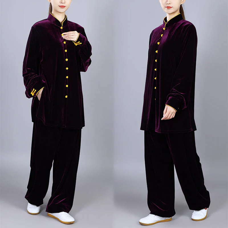 Buddha Stones 2 pezzi autunno inverno Tai Chi Meditazione Qigong Zen Pratica Unisex Velour Peluche Set di abbigliamento - Image 19