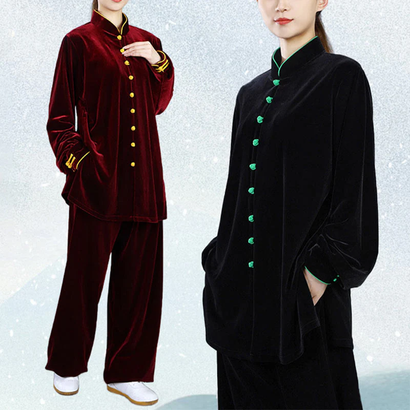Buddha Stones 2 pezzi autunno inverno Tai Chi Meditazione Qigong Zen Pratica Unisex Velour Peluche Set di abbigliamento - Image 22