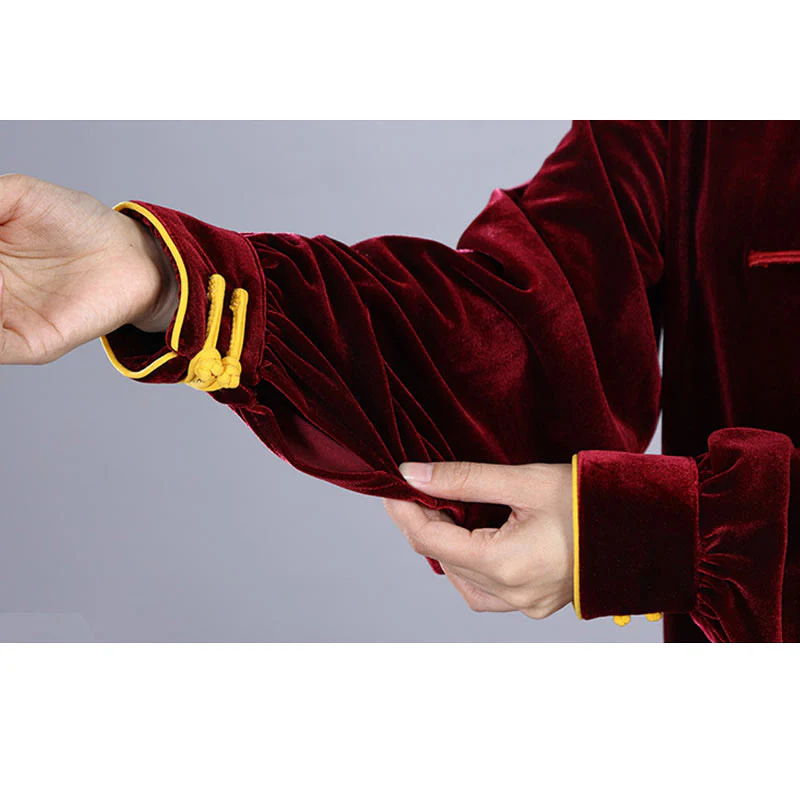 Buddha Stones 2 pezzi autunno inverno Tai Chi Qigong pratica unisex rana-bottoni meditazione velluto abbigliamento set - Image 11