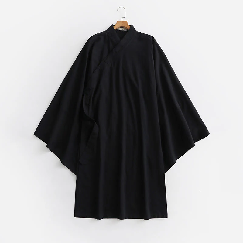 Buddha Stones 2 pezzi autunno solido manica lunga uomo taoista lunga veste kimono con lacci senza maniche gilet abito cerimonia qigong - Image 17