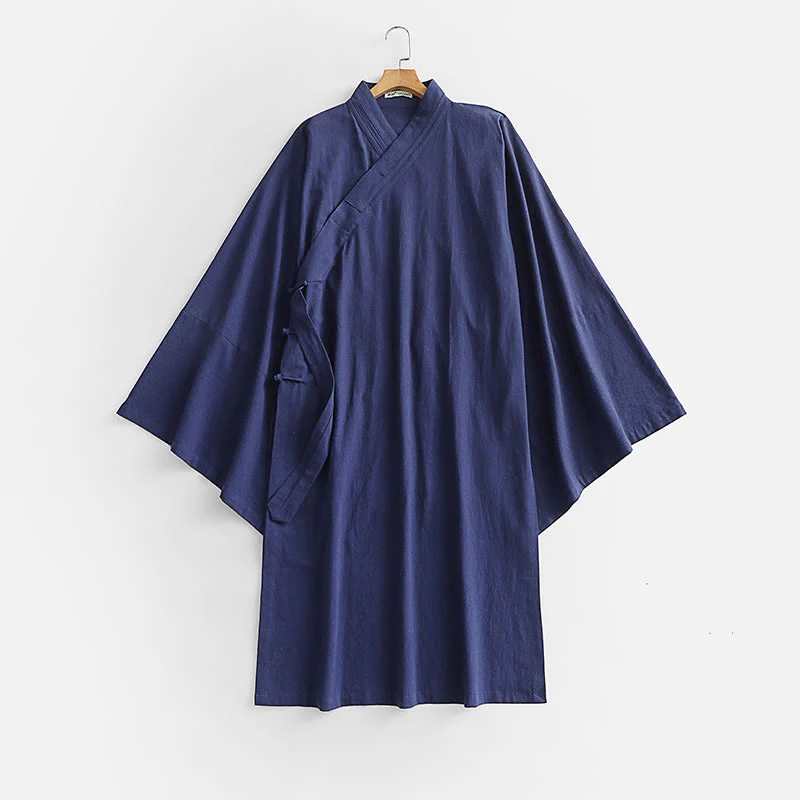 Buddha Stones 2 pezzi autunno solido manica lunga uomo taoista lunga veste kimono con lacci senza maniche gilet abito cerimonia qigong - Image 19