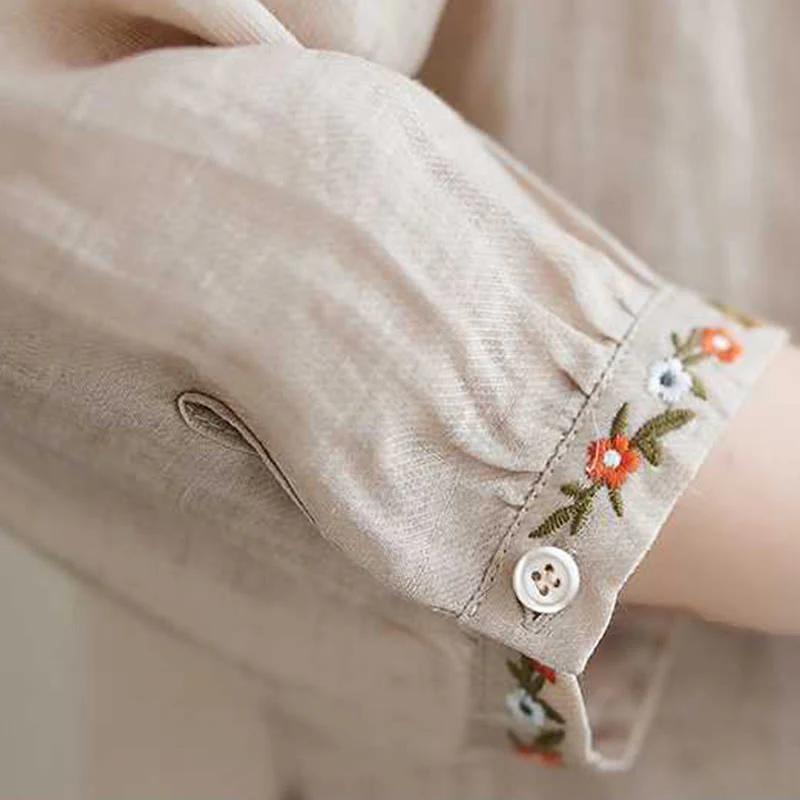 Buddha Stones 2 pezzi cotone ricamo fiori camicia top pantaloni meditazione zen tai chi abbigliamento donna set - Image 13
