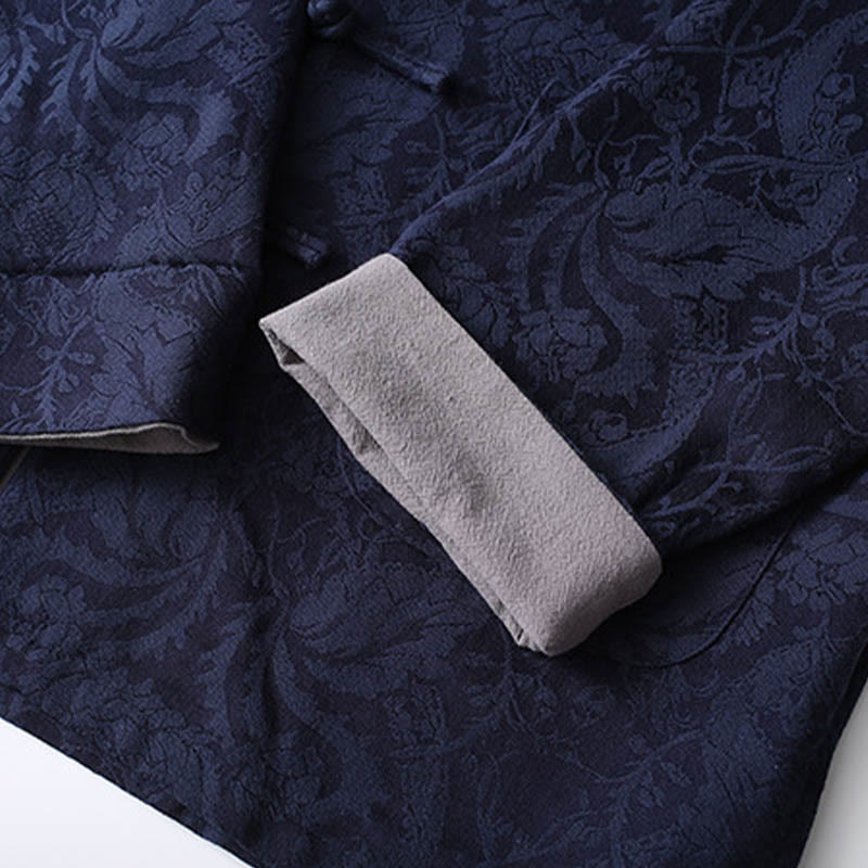 Buddha Stones 2 pezzi da uomo Tang Suit Jacquard Vine Pattern Frog-Bottone in cotone a maniche lunghe Camicia Pantaloni Set - Image 7
