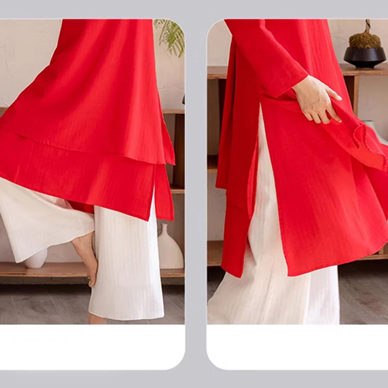 Buddha Stones 2 pezzi Design semplice Tai Chi Meditazione Yoga Abbigliamento Top Pantaloni Set da donna - Image 21