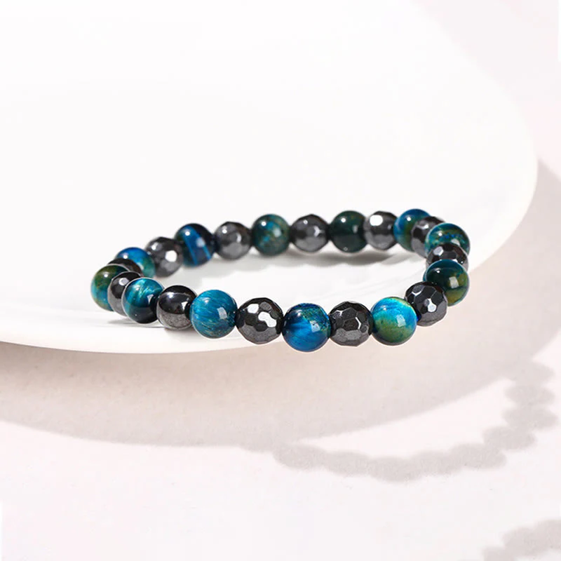 Buddha Stones 2 pezzi Ematite Occhio di tigre Occhio di tigre blu Bracciale potente Set - Image 15