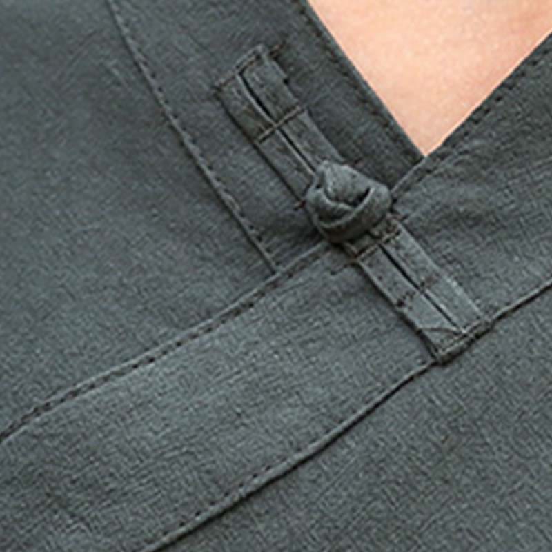 Buddha Stones 2 pezzi mezza manica scollo a V camicia top pantaloni meditazione zen tai chi abbigliamento in lino set da donna - Image 22