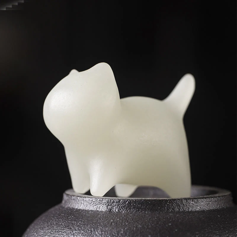 Buddha Stones 2 pezzi Mini carino gatto Glowstone luminoso gatto fortunato decorazione energetica - Image 3