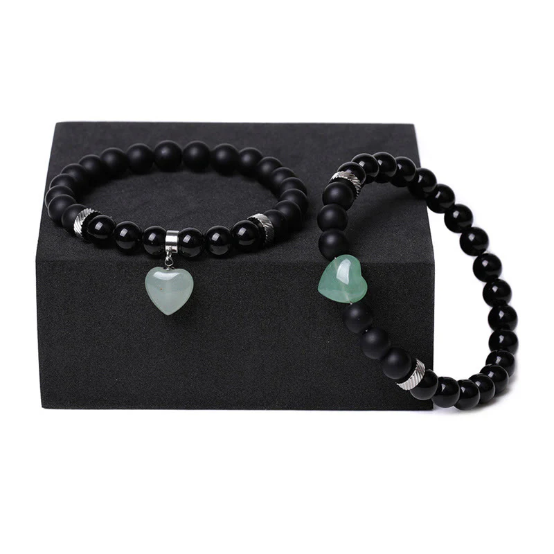 Buddha Stones 2 pezzi onice nero pietra di cristallo amore cuore protezione supporto coppia braccialetto - Image 13