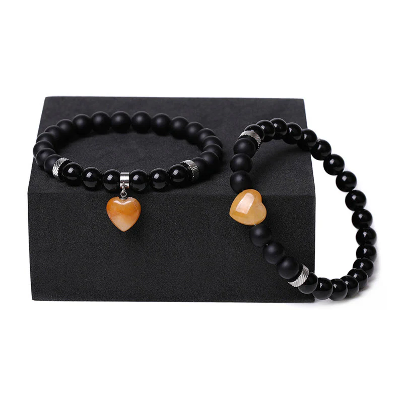 Buddha Stones 2 pezzi onice nero pietra di cristallo amore cuore protezione supporto coppia braccialetto - Image 15