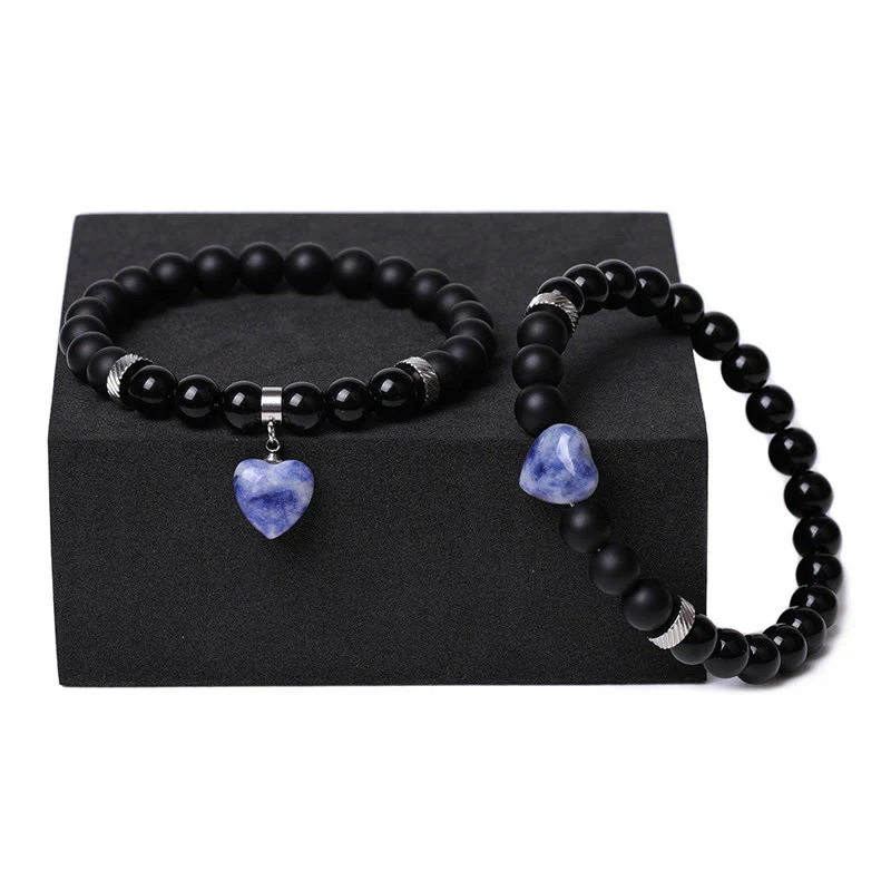 Buddha Stones 2 pezzi onice nero pietra di cristallo amore cuore protezione supporto coppia braccialetto - Image 19