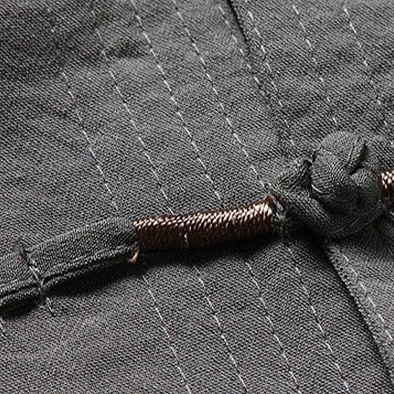 Buddha Stones 2 pezzi semplice Tang Suit uomo Frog-Bottone manica lunga camicia pantaloni set - Image 6