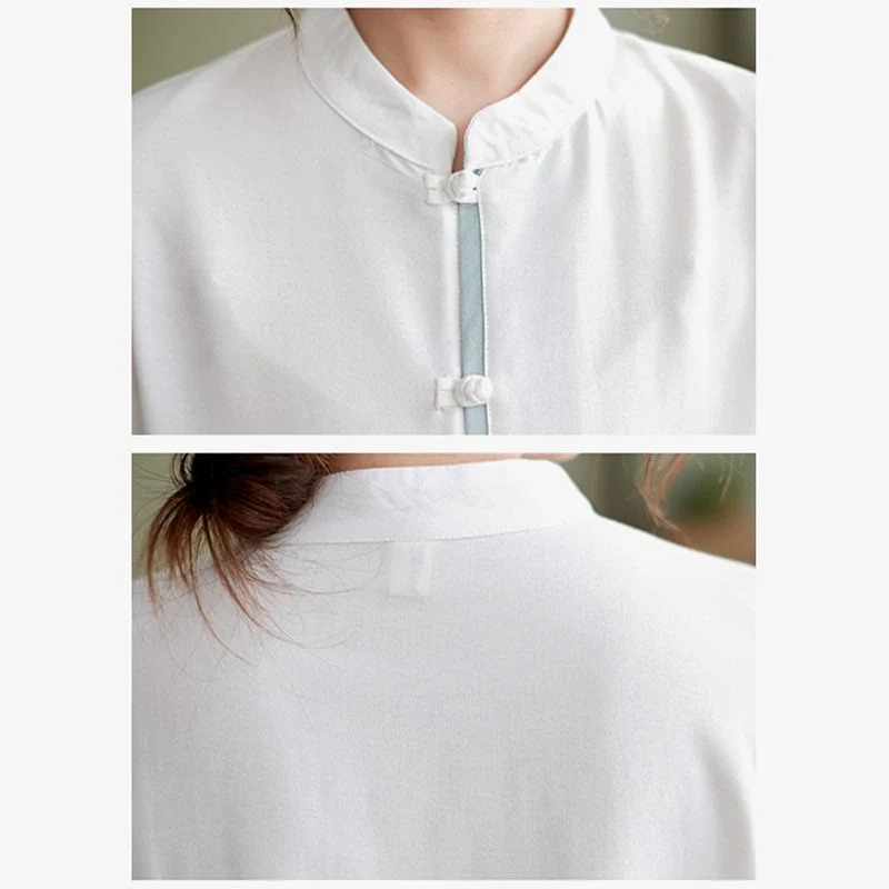 Set da donna in cotone e lino con 2 pezzi Buddha Stones , camicia a maniche lunghe, pantaloni e top per meditazione Zen Tai Chi - Image 12
