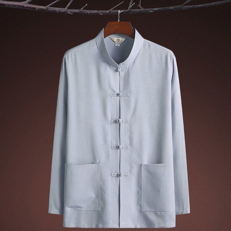 Set di 2 pezzi di tuta da uomo con bottoni a rana, camicia a maniche lunghe e pantaloni, in tinta unita, Buddha Stones - Image 6