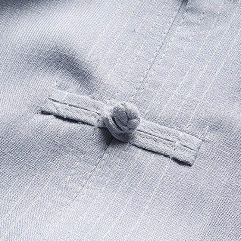 Set di 2 pezzi di tuta da uomo con bottoni a rana, camicia a maniche lunghe e pantaloni, in tinta unita, Buddha Stones - Image 9