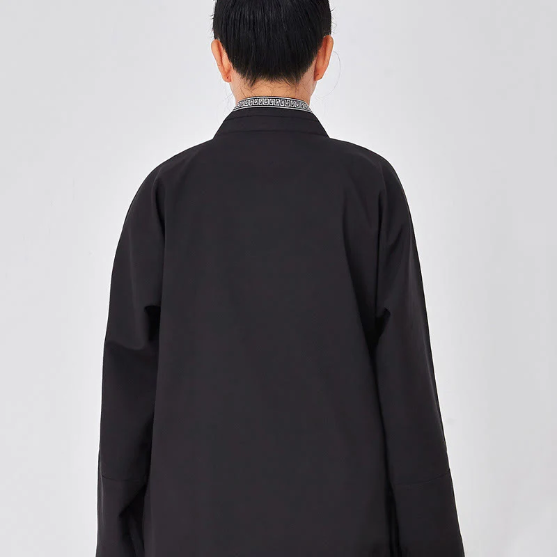 Buddha Stones 2 pezzi Wudang autunno solido rana-bottoni manica lunga lino unisex abito taoista kimono pantaloni abito cerimonia Qigong - Image 13