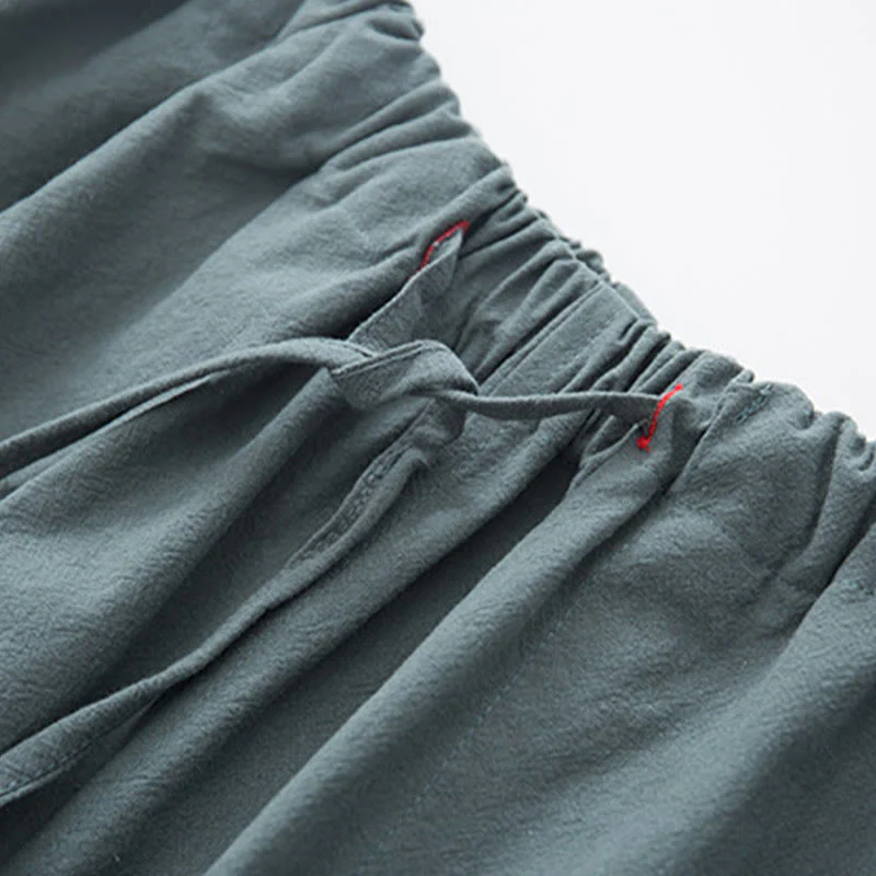 Buddha Stones 2 pezzi Zen Tang Suit da uomo in lino con bottoni a rana, camicia a maniche lunghe e pantaloni set - Image 14