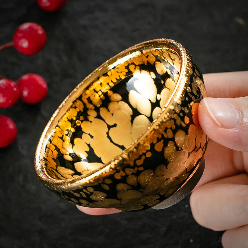 Buddha Stones 24K Gold Spot Pattern Tazza da tè cinese Jianzhan in ceramica Tazza da tè Kung Fu Ciotola con scatola regalo - Image 3