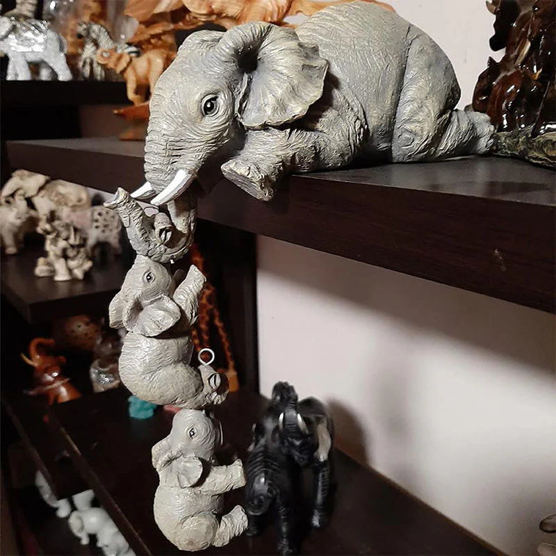Buddha Stones 3 pezzi Feng Shui Elefante Sitter Figurine Ricchezza Figurina Decorazione della casa - Image 4
