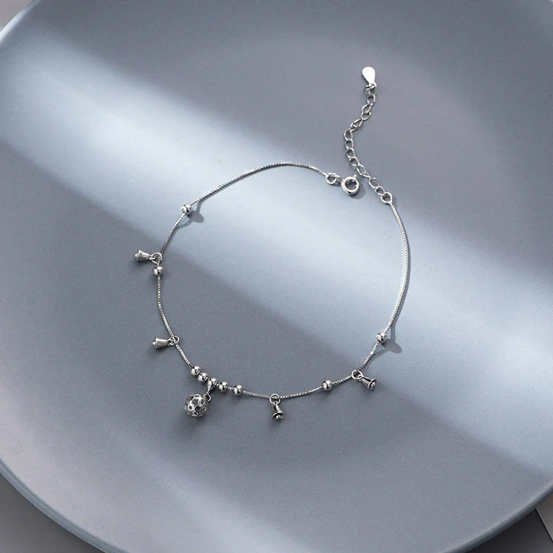 Buddha Stones 925 Sterling Silver Antiquity Bell Protection Cavigliera - Image 8