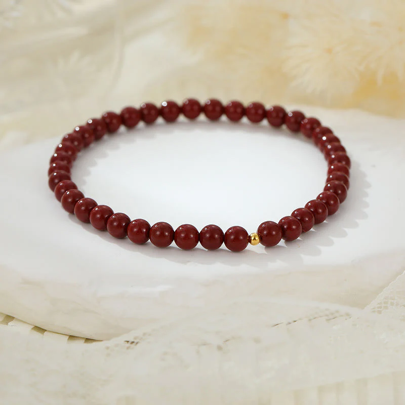 Buddha Stones 925 Sterling Silver Cinnabar Beads Benedizione Cavigliera - Image 11