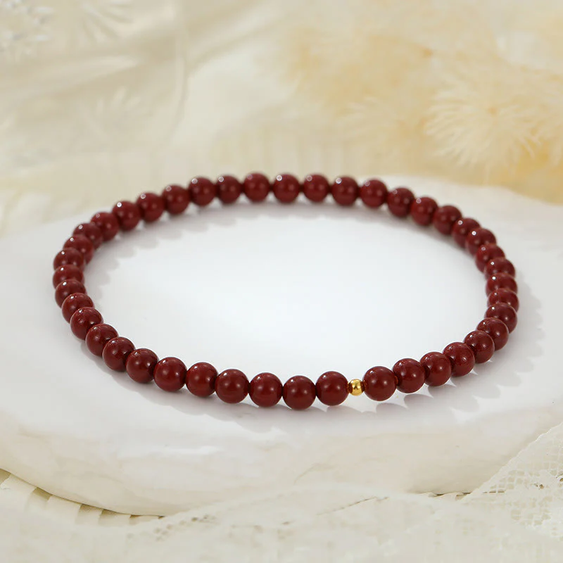 Buddha Stones 925 Sterling Silver Cinnabar Beads Benedizione Cavigliera - Image 13