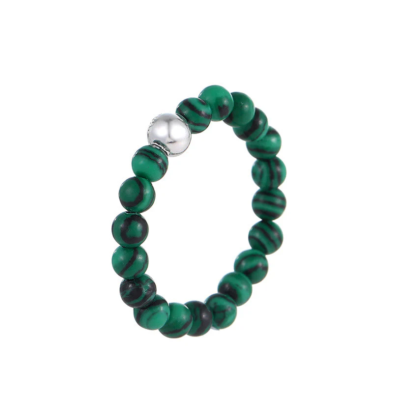 Buddha Stones 925 Sterling Silver Crystal Beads White Jade Black Onyx Blessing Anello elastico - Image 18