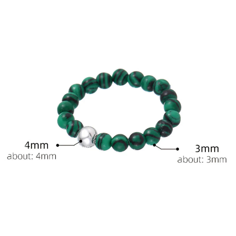Buddha Stones 925 Sterling Silver Crystal Beads White Jade Black Onyx Blessing Anello elastico - Image 19