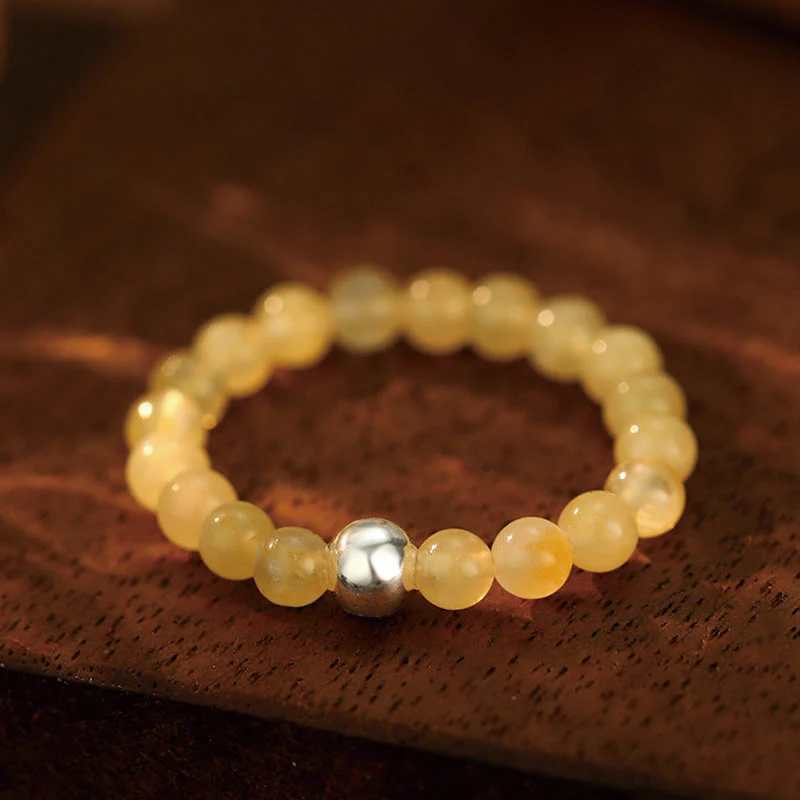 Buddha Stones 925 Sterling Silver Crystal Beads White Jade Black Onyx Blessing Anello elastico - Image 24